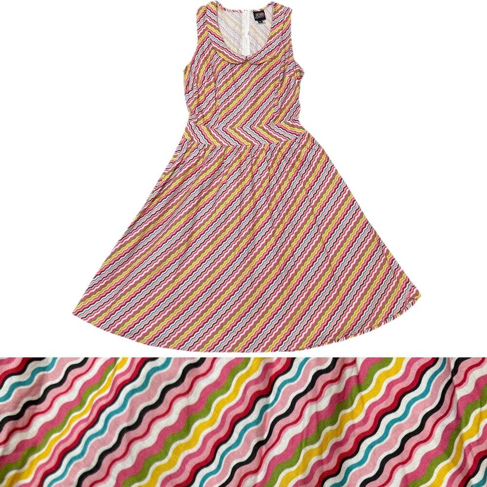 Retrolicious Fit & Flare Dress Vintage Inspired Costume Rainbow Size Medium